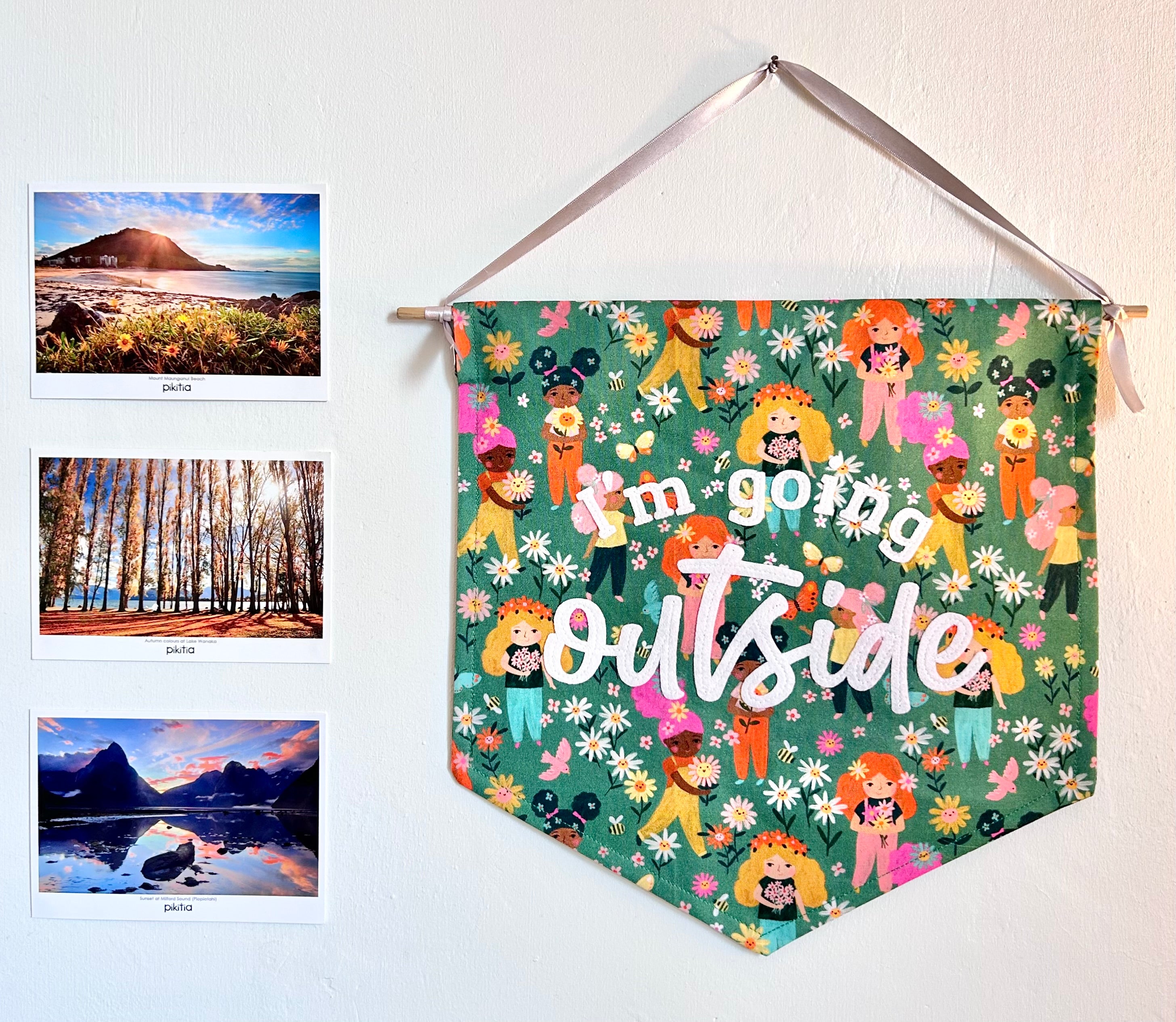 'I'm Going Outside' medium fabric banner
