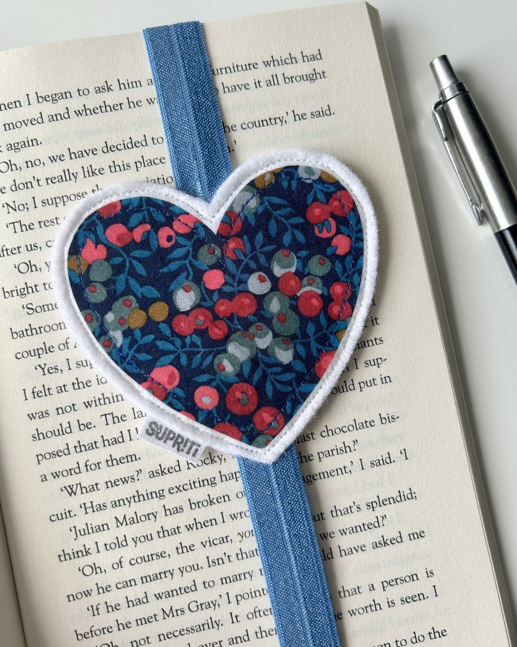 Navy Winterberries Liberty Heart Bookband