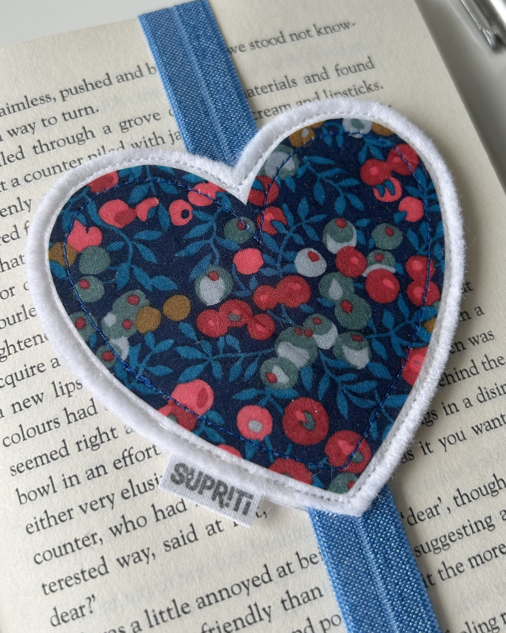 Navy Winterberries Liberty Heart Bookband