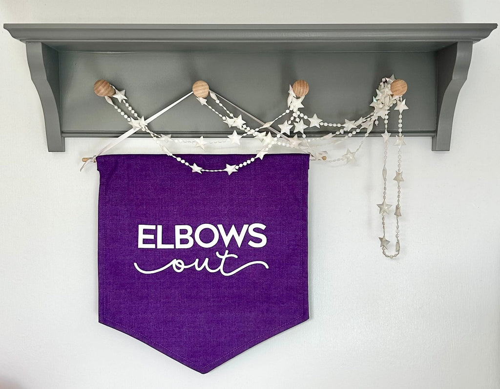 'Elbows Out' medium fabric banner